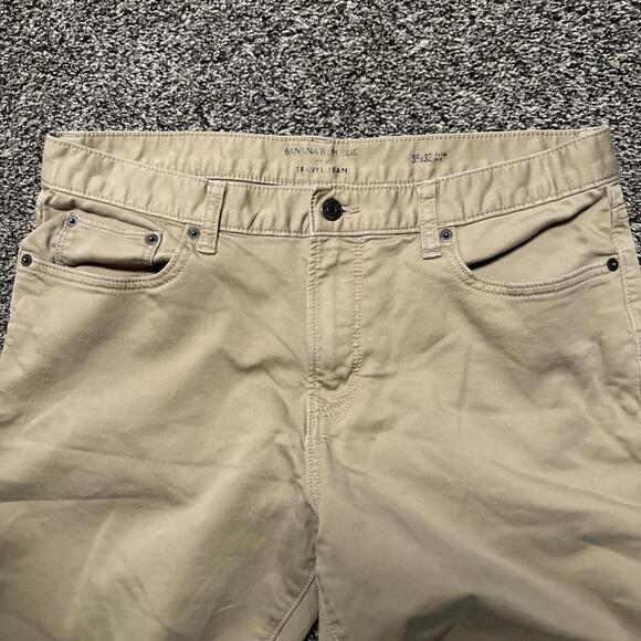 Banana Republic Jeans Mens 35x32‎ Khaki Travel Jean Slim Straight 34x28.5 - Picture 2 of 6